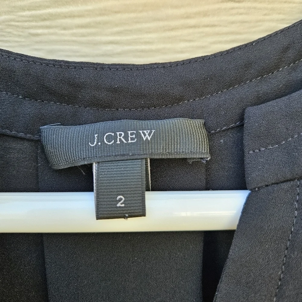 J. Crew black v neck cap sleeve blouse size 2